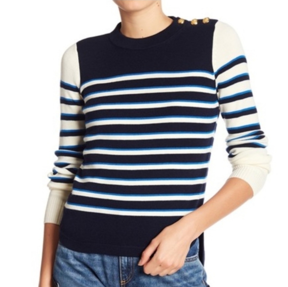 Veronica Beard Amos Merino Wool Nautical Stripe XS